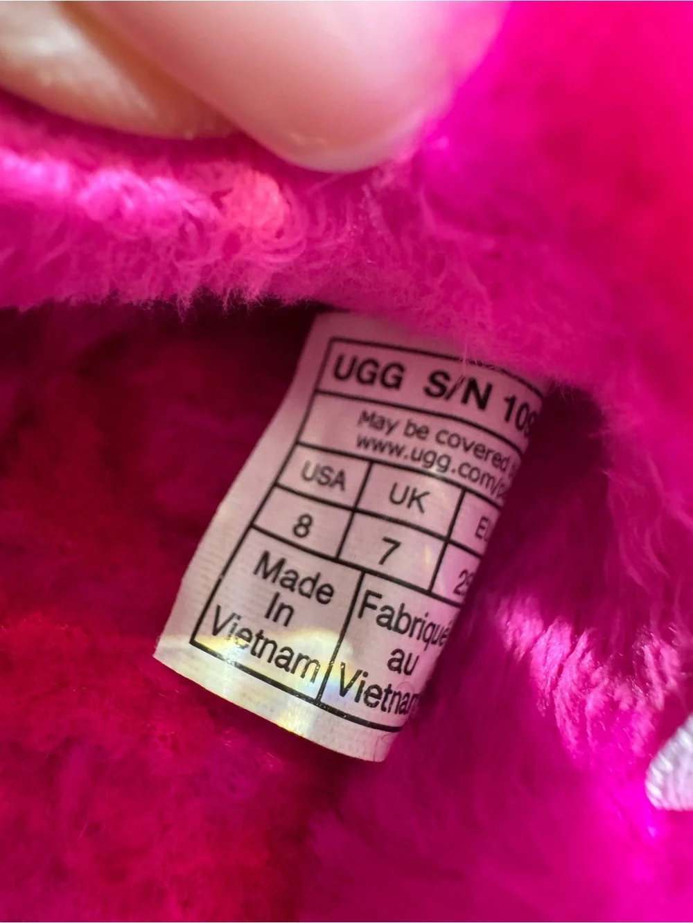 UGG Toddler Hot Pink Fluff Slide with Branded Heel Strap